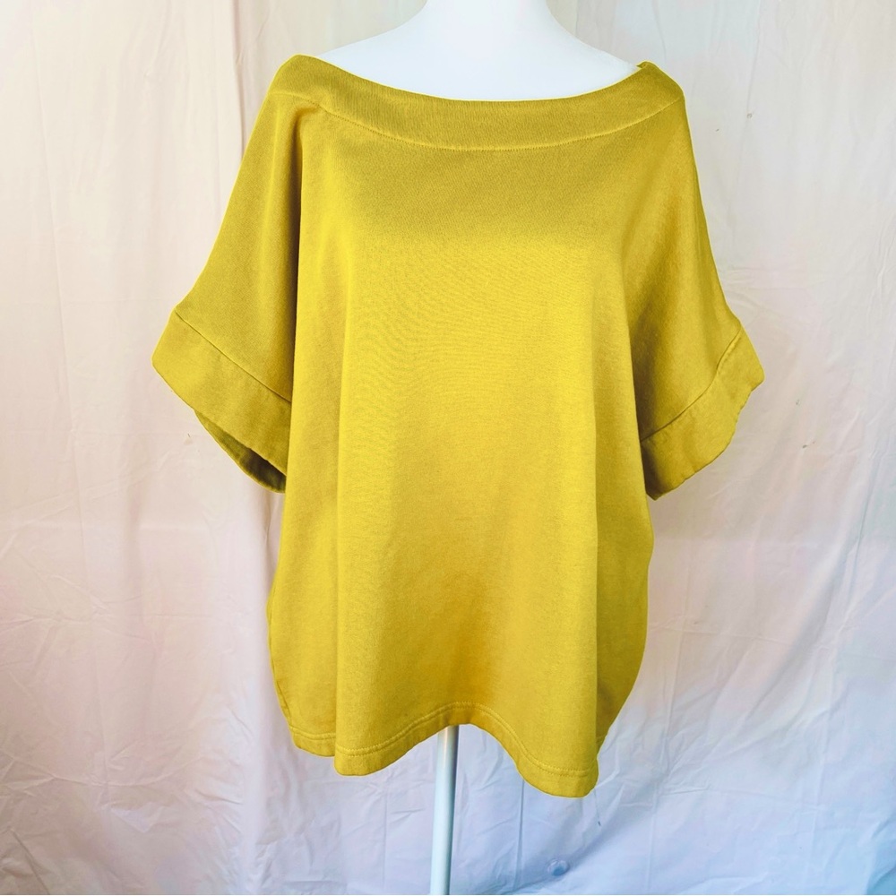 Bryn Walker‎ Short Sleeve Sweatshirt Tunic L Oversized Langenlook Butter Yellow